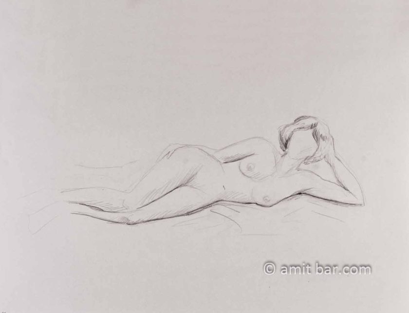 Nude Figure Leaning On Elbow Amit Bar Art