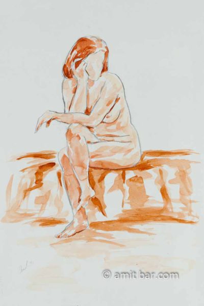 Seated Nude Figure Amit Bar Art