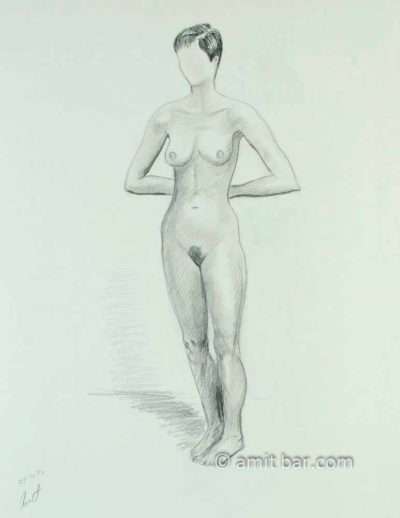 Standing Nude Model With Hands Behind Her Back Amit Bar Art