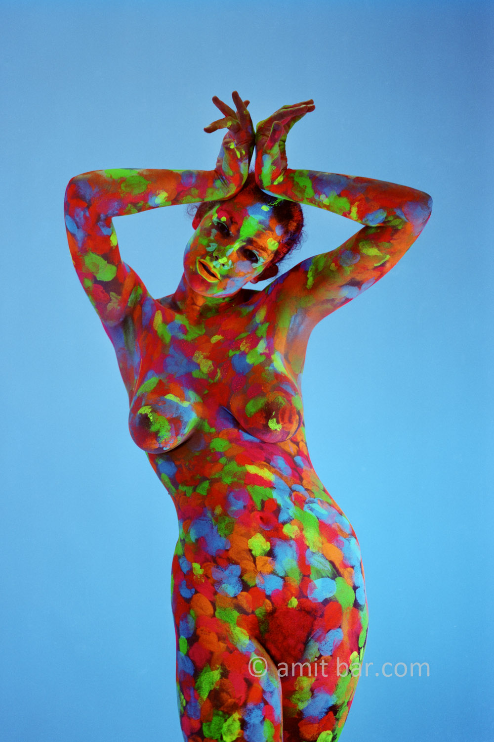 Abstraction I: Body-painted model in colored stains