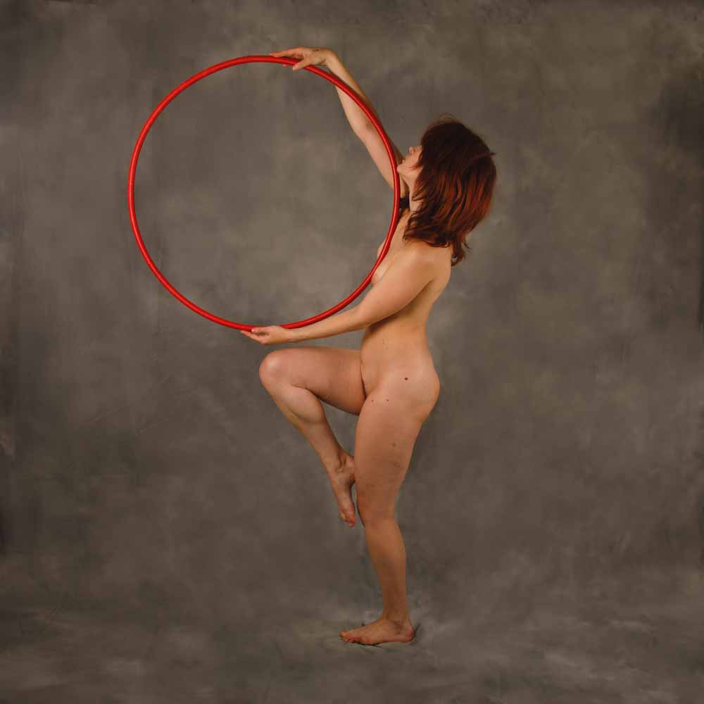 Ameria dancing with hula hoop V: 
Model Ameria is dancing with a hula hoop in my studio