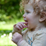 Baby with a flower: Baby holds a flower