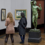 Berlin: Looking. Two visitors at the museum, Alte Nationalgalerie
