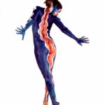 Bird II: Body-painted model in bird form