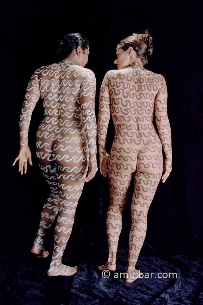 Black and white girls I: Two body-painted models