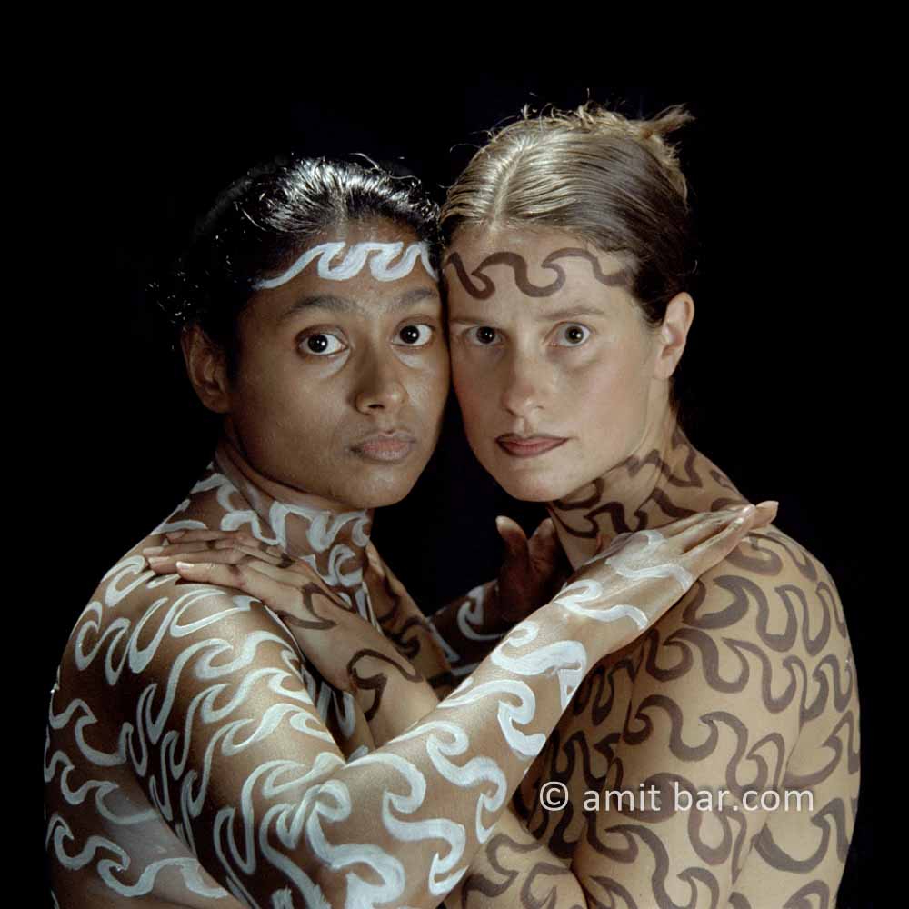 Black and white girls III: Two body-painted models