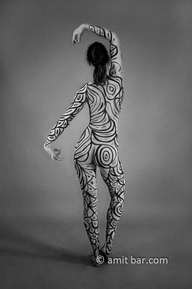 Black and white II: Black and white body-painted model