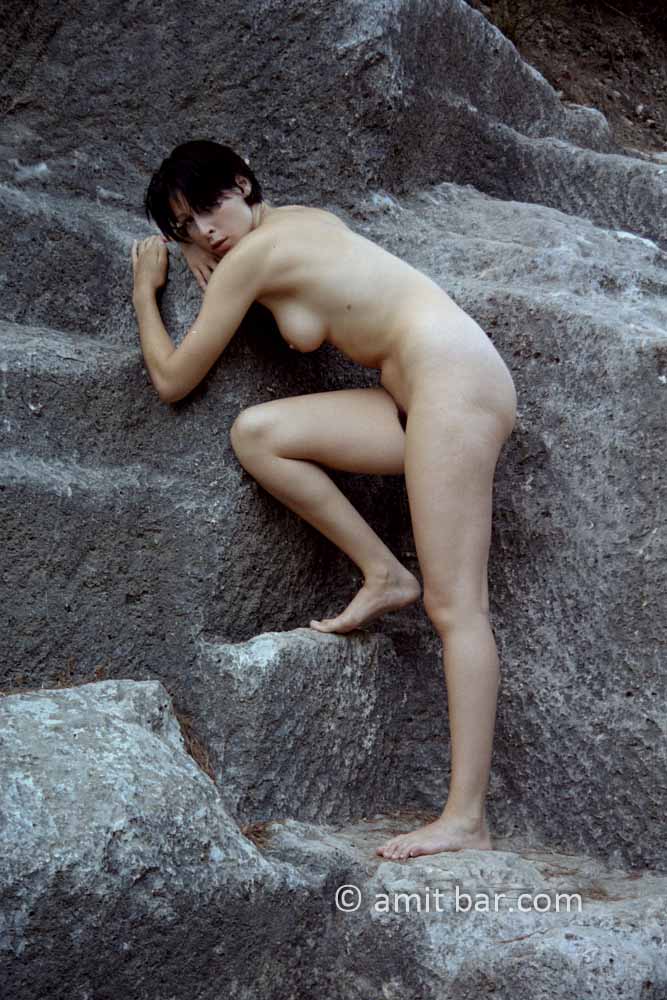 Black rock 1-III: Nude girl in a n ancient quarry
