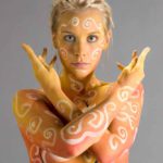 Body-painted figures: Portrait of a body-painted model in my studio