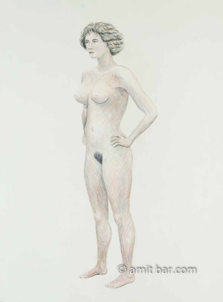 Brave nude: Nude girl in colored pencils