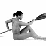 Canoe girl 1-III: Nude canoe sporter in my studio