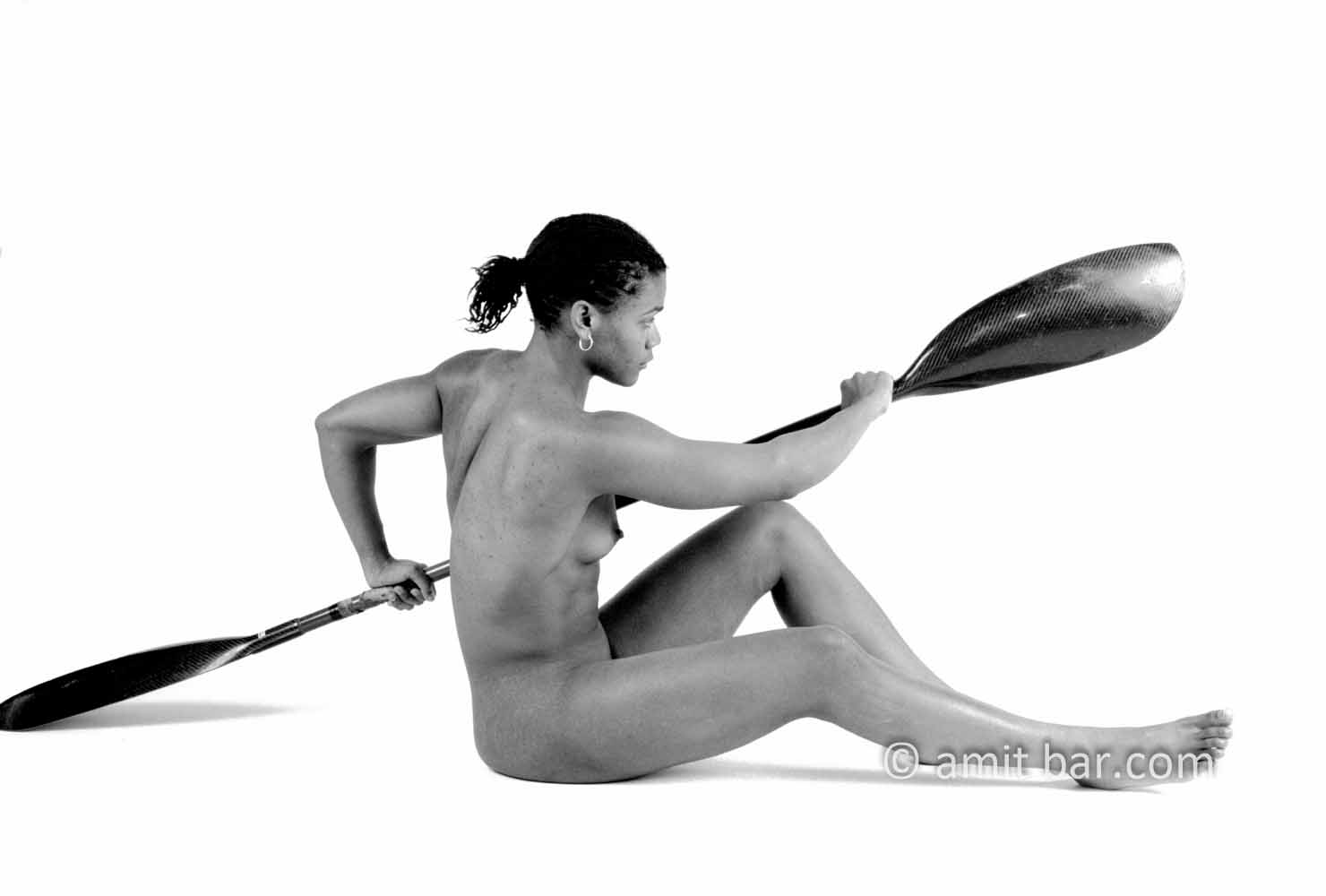 Canoe girl 1-III: Nude canoe sporter in my studio