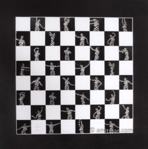 Chess dancer: Collage of a body-painted dancer