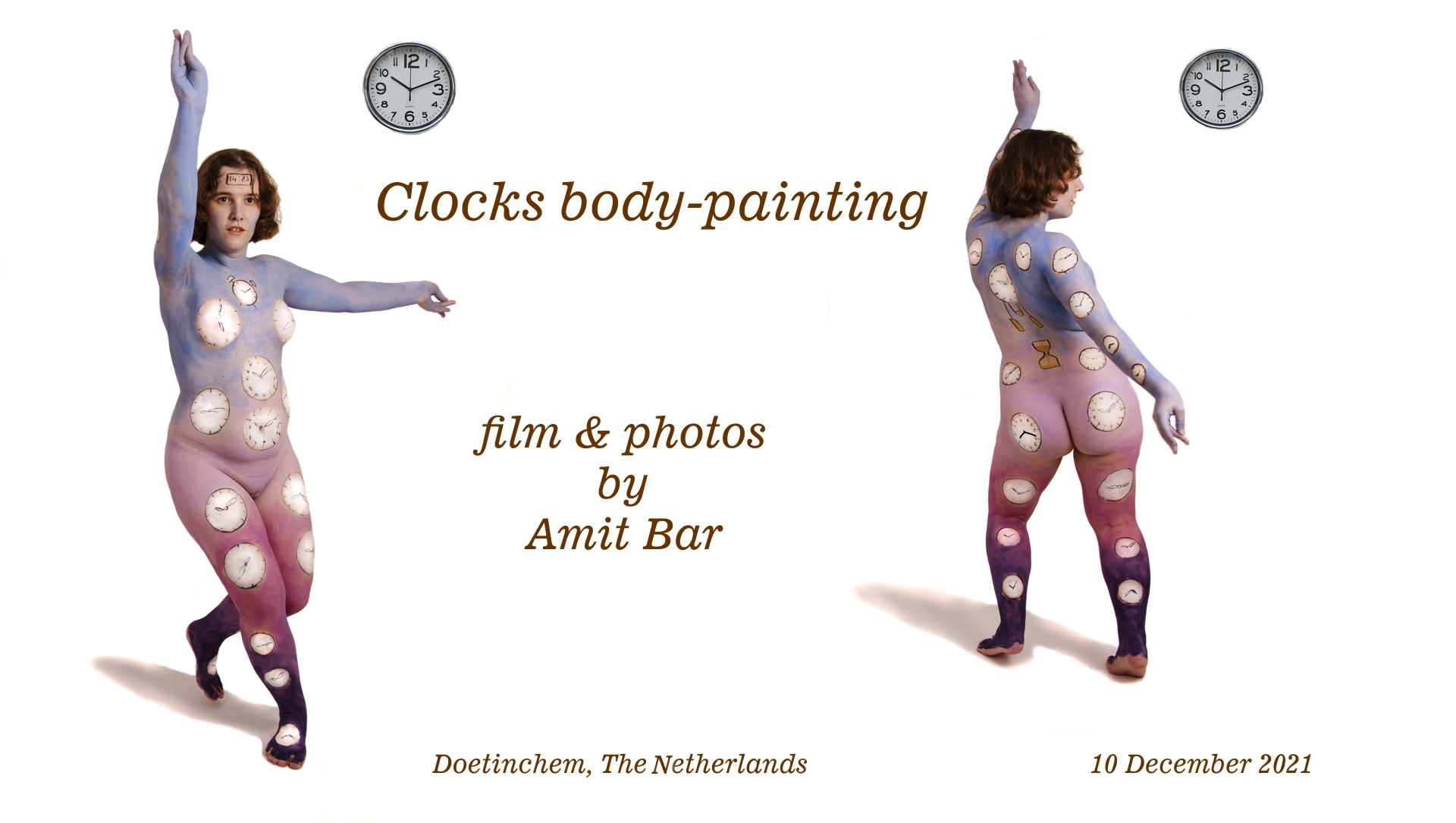 Clocks are in all formats and shapes, but up to now now not as a body-painting. It is therefore the world-wide premiere! Roxanne Giling is the dancer who gives the rhythm to the ticking of clocks.