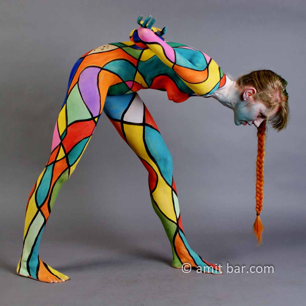 Color and lines II: Body-painted long haired model
