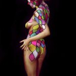 Colored blocks I: Body-painted model in colored blocks
