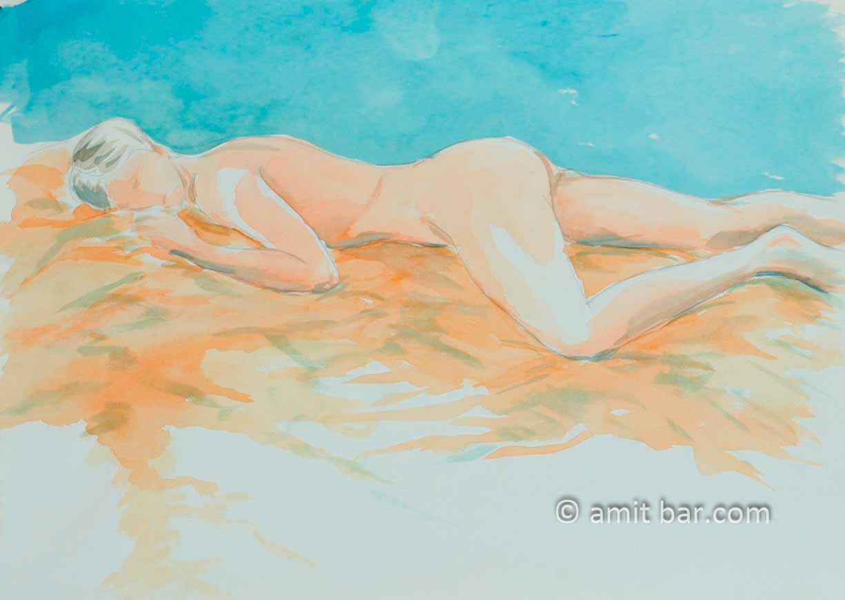 Colored nude lying on the floor: Colored nude lying on the floor