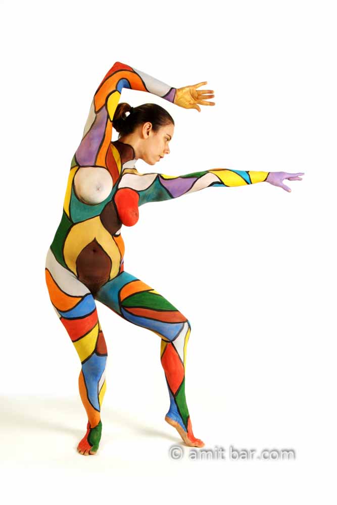 Colorful I: Body-painted model in fighting element