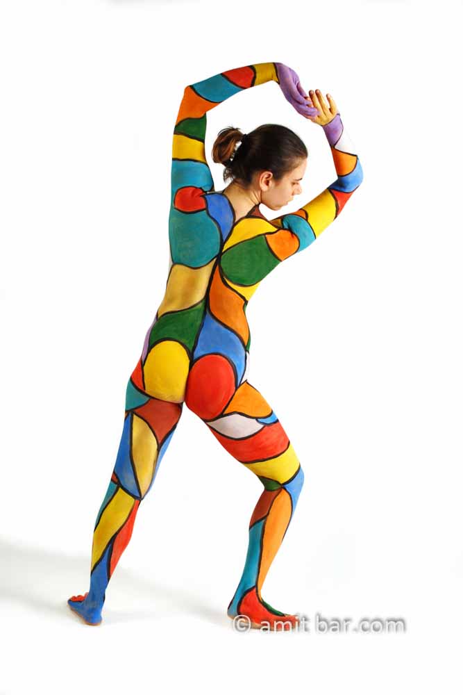 Colorful II: Body-painted model in fighting element