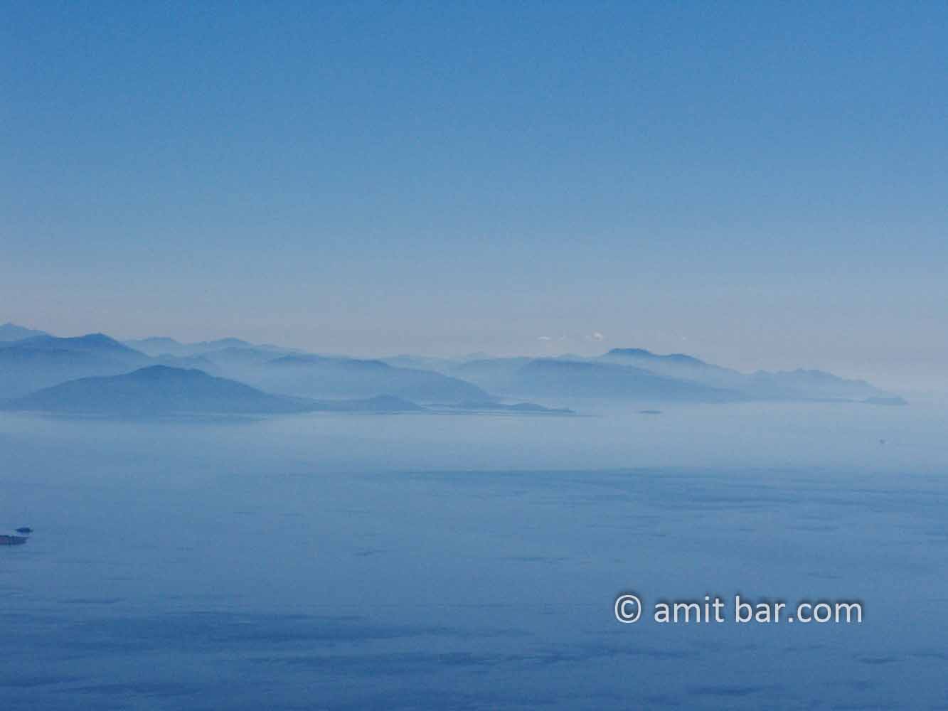 Corfu: Misty view: Mist above the Bay of Corfu