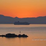Corfu: Sunrise above Greece VI: Sunrise above Greece with a cruise ship