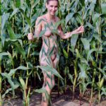 Corn fields II: Body-painted model in corn-fields
