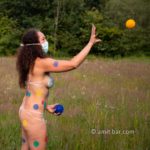 Corona II: Body-painted model as Corona virus victim-and fighter