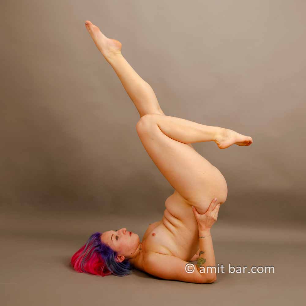 Crimson & Purple V: Model Mary is exercising yoga in my studio