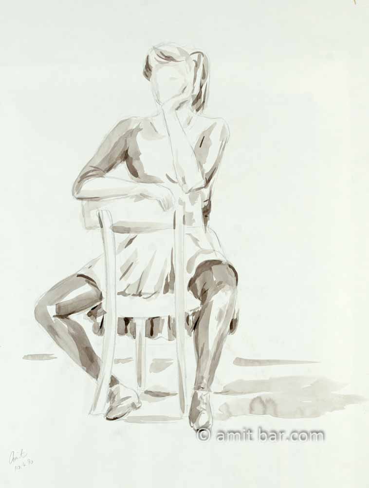 Dancer on opposite chair: Dancer on opposite chair in aquarel