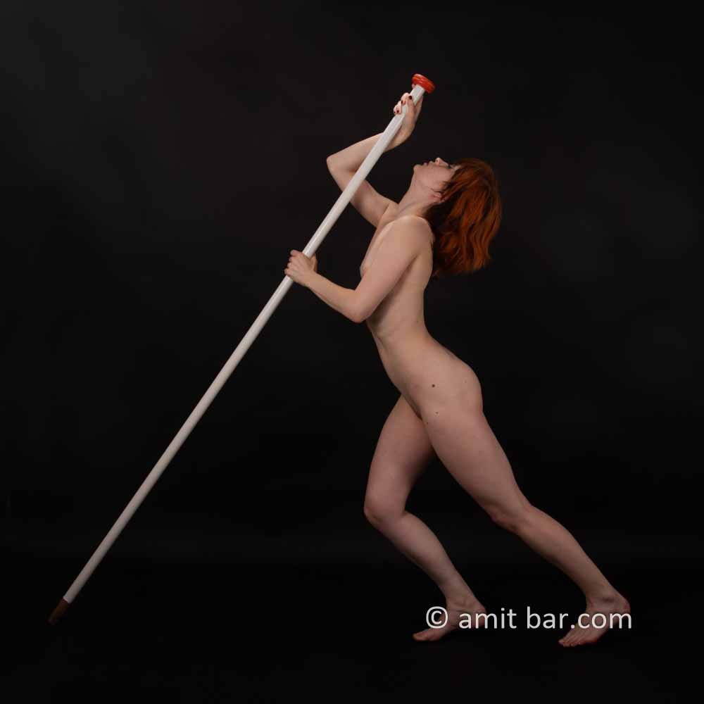 Dancing with stick II: Model Ameria is dancing with a stick