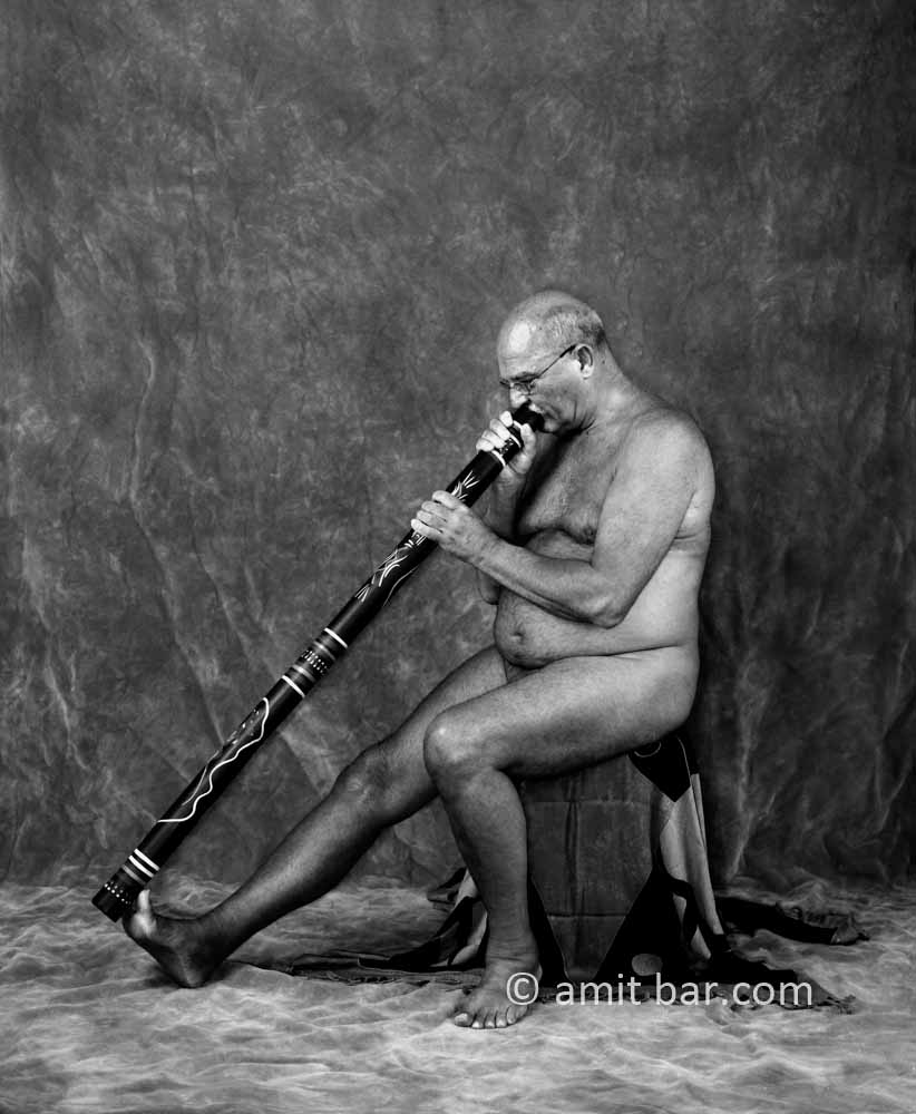 Didgeridoo player: Nude model in my studio