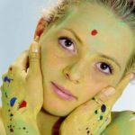 Dropped III: Portrait of a body-painted model in my studio