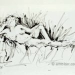 Expressive nude I: Nude figure in ink