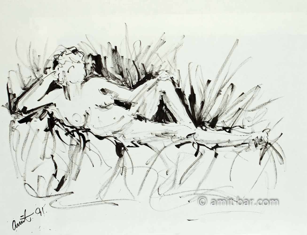 Expressive nude I: Nude figure in ink
