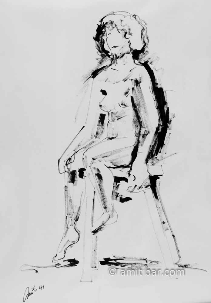 Expressive nude III: Nude figure in ink