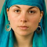 Eyes, hair and scarf II: A girl with a blue headscarf