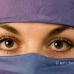 Eyes, hair and scarf IV: A girl with a violet headscarf