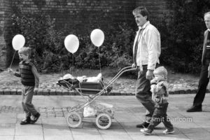Feast? A group of people is walking with sad face on celebration day