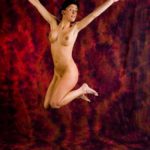 Fighter I: Nude model jumping in the air