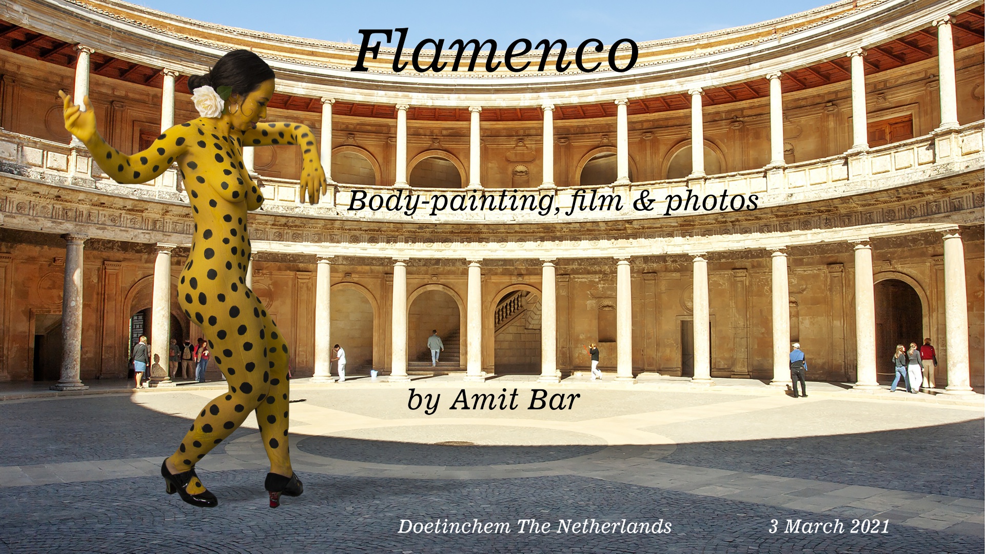 Flamenco video: Body-painted dancer is dancing flamenco