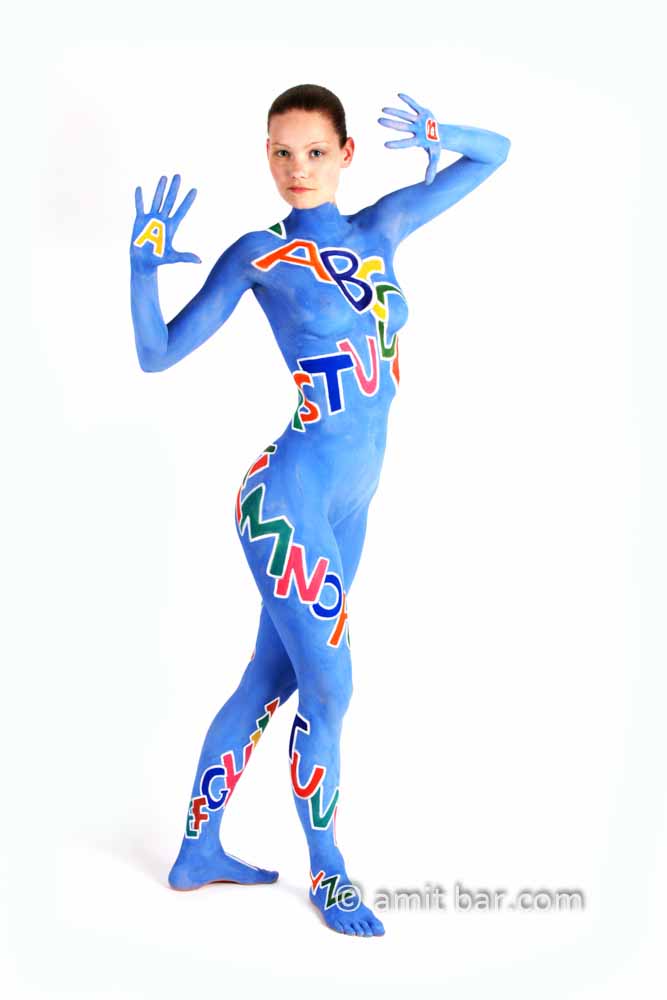 From A to Z I: Body-painted model with letters