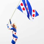 Frysian Flag II: Body-painted model with the flag of Friesland