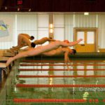 Go!: Swimmers springen on their race at the yearly championship of the Dutch National Federation of Naturiists.