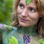 Grapes I: Body-painted model in the vineyard