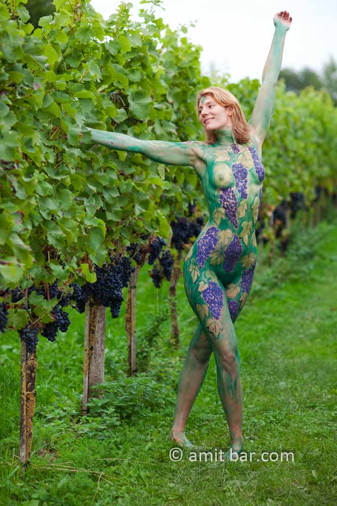 Grapes II: Body-painted model in the vineyard