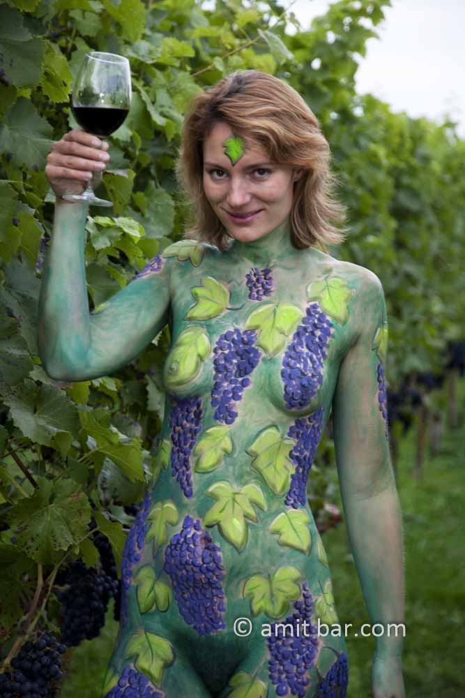 Grapes III: Body-painted model in the vineyard