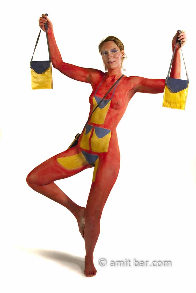 Handbags I: Body-painted dancer with hand bags