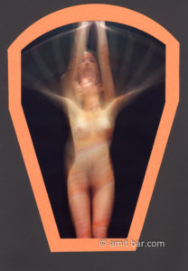 Hand fan: Dancing body-painted model. 50 x 70 cm without frame. $495