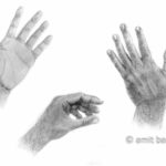 Hands: My left hand three times. Pencils
