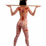 Isis II: Body-painted model with Egyptian hieroglyphs